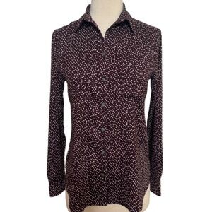Ann Taylor Burgundy Polka Dot Button-Down Shirt